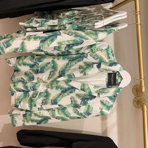 Amanda Uprichard linen palm blazer Wallace blazer